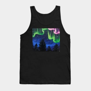 Northern Lights Over The Forest Painting Tank Top